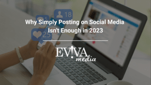 posting on social media from laptop
