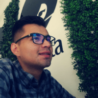A person is wearing glasses.